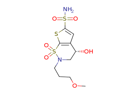 (S)-3,4-dihydro-4-hydroxy-2(3-methoxypropyl)-4H-thieno[3,2-e]-1,2-thiazine-6-sulfonamide-1,1-dioxide