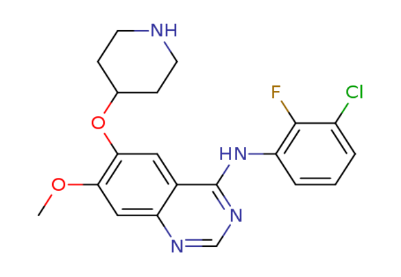 N-(3-chloro-2-fluorophenyl)-7-methoxy-6-(piperidin-4-yloxy)quinazolin-4-amine